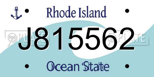 J815562 Rhode Island License Plate