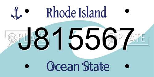 J815567 Rhode Island License Plate
