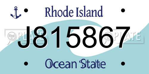 J815867 Rhode Island License Plate