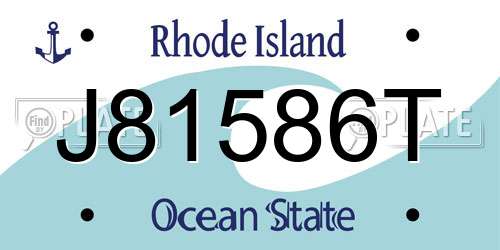 J81586T Rhode Island License Plate