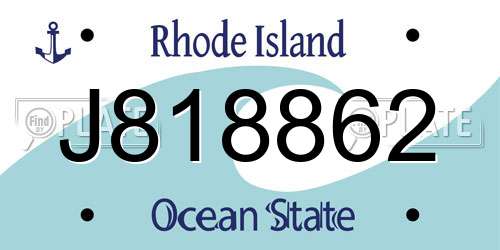 J818862 Rhode Island License Plate