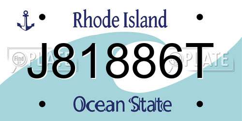 J81886T Rhode Island License Plate