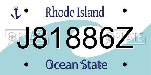 J81886Z Rhode Island License Plate