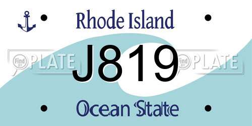 J819 Rhode Island License Plate