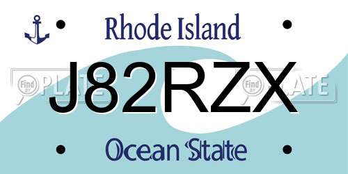 J82RZX Rhode Island License Plate