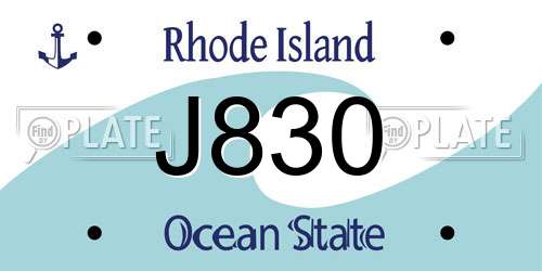 J830 Rhode Island License Plate