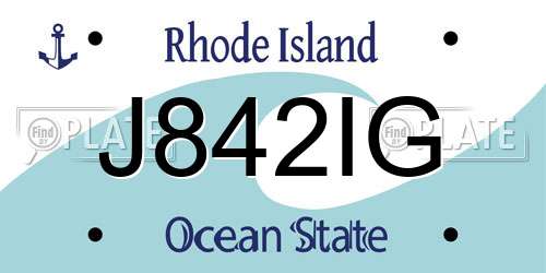 J842IG Rhode Island License Plate