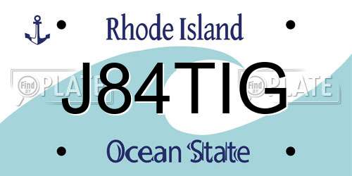 J84TIG Rhode Island License Plate