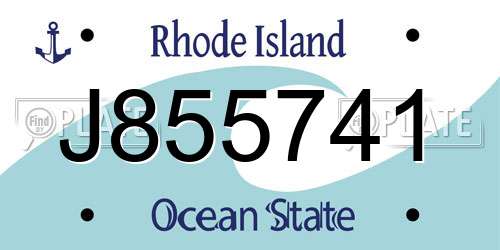 J855741 Rhode Island License Plate