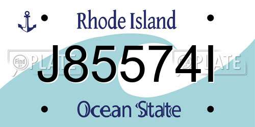 J85574I Rhode Island License Plate