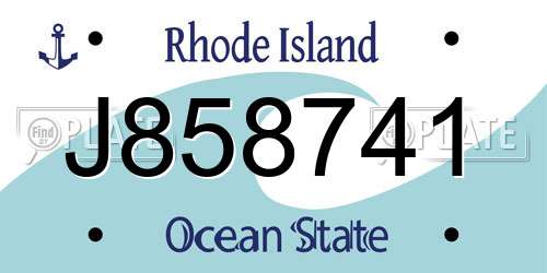 J858741 Rhode Island License Plate