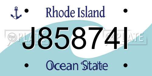 J85874I Rhode Island License Plate