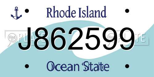 J862599 Rhode Island License Plate