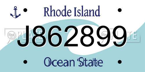 J862899 Rhode Island License Plate