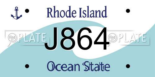 J864 Rhode Island License Plate
