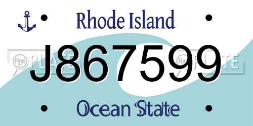 J867599 Rhode Island License Plate