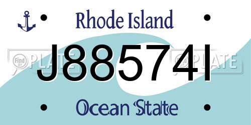 J88574I Rhode Island License Plate