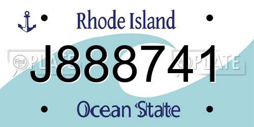 J888741 Rhode Island License Plate