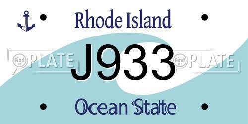 J933 Rhode Island License Plate