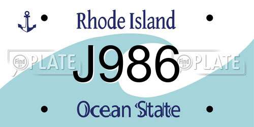 J986 Rhode Island License Plate