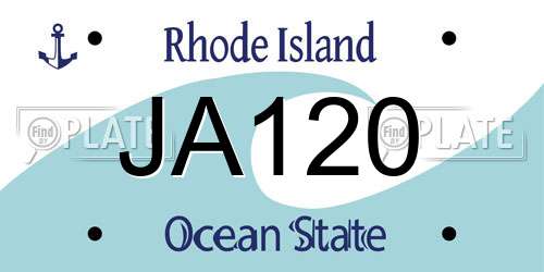 JA120 Rhode Island License Plate