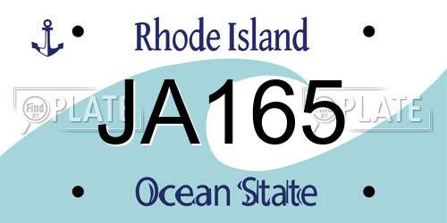 JA165 Rhode Island License Plate