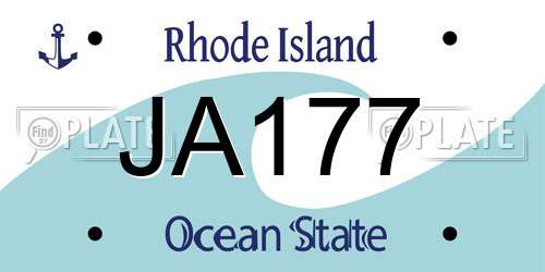 JA177 Rhode Island License Plate