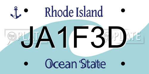 JA1F3D Rhode Island License Plate