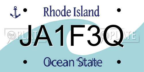 JA1F3Q Rhode Island License Plate