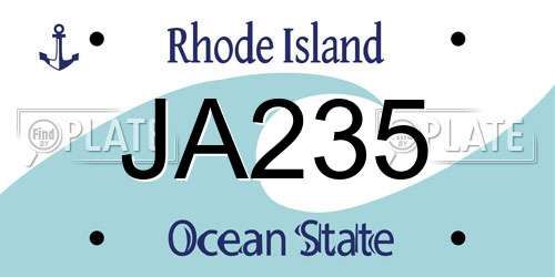 JA235 Rhode Island License Plate