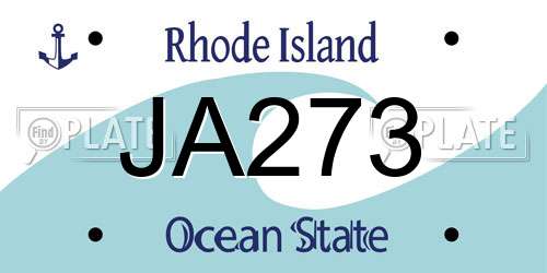 JA273 Rhode Island License Plate