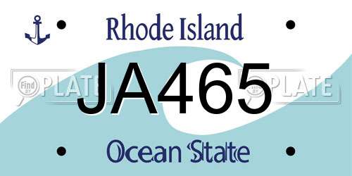 JA465 Rhode Island License Plate