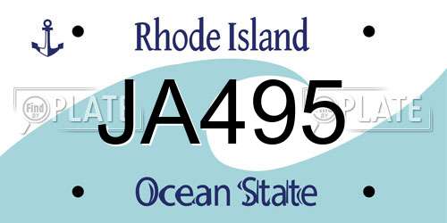 JA495 Rhode Island License Plate