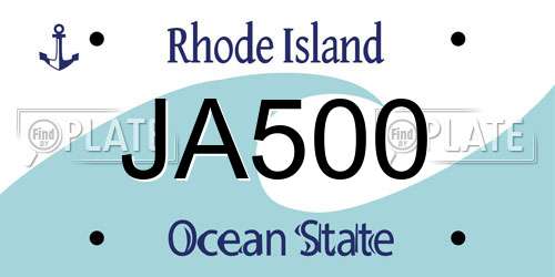 JA500 Rhode Island License Plate