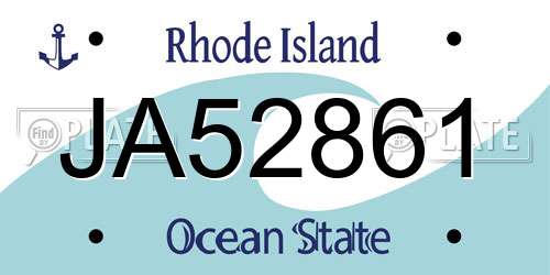 JA52861 Rhode Island License Plate