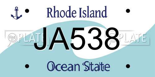 JA538 Rhode Island License Plate