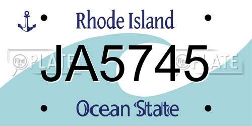 JA5745 Rhode Island License Plate