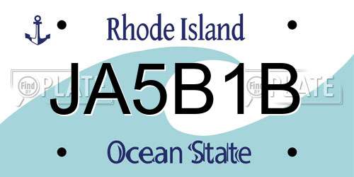 JA5B1B Rhode Island License Plate