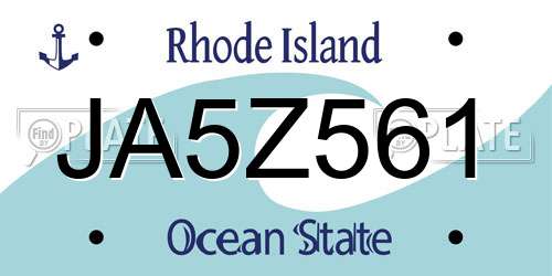 JA5Z561 Rhode Island License Plate