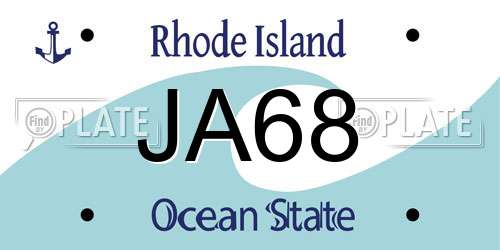 JA68 Rhode Island License Plate