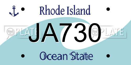JA730 Rhode Island License Plate