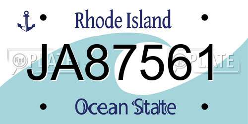 JA87561 Rhode Island License Plate