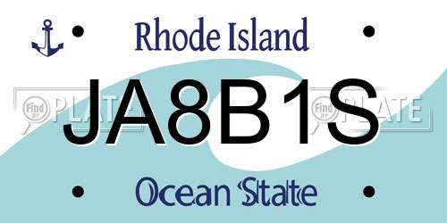 JA8B1S Rhode Island License Plate