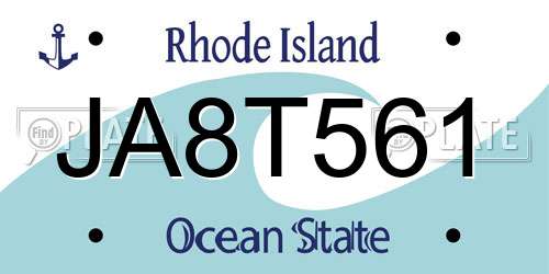 JA8T561 Rhode Island License Plate