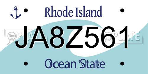 JA8Z561 Rhode Island License Plate