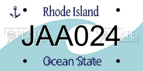 JAA024 Rhode Island License Plate