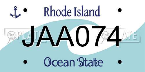 JAA074 Rhode Island License Plate