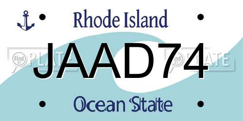 JAAD74 Rhode Island License Plate