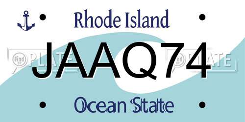 JAAQ74 Rhode Island License Plate