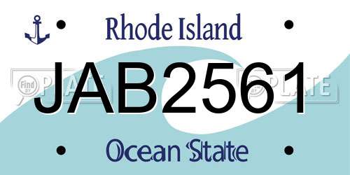 JAB2561 Rhode Island License Plate